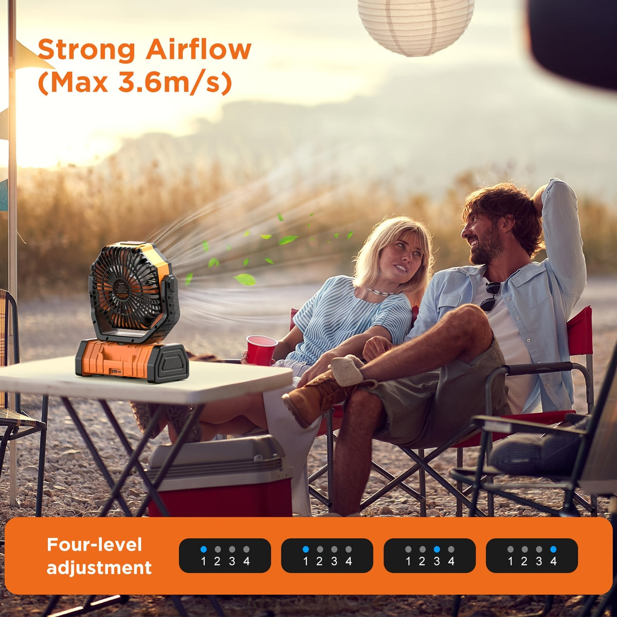 Pink Camping Fan and Lantern with Remote Control, Four Speeds, 45°/90° Oscillation and Timer, Rechargeable Tent Cooling with 20000mAh Option