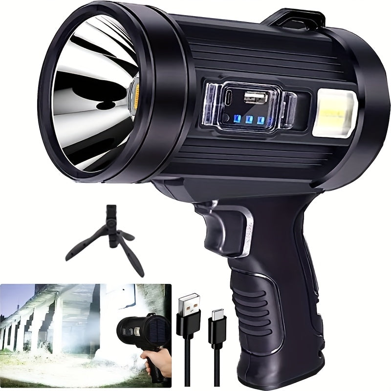 6-Mode Rechargeable LED Flashlight with 3 Color Filters, USB and Solar Power Options, Listed IPX4 Splash Resistance for Outdoor Lighting
