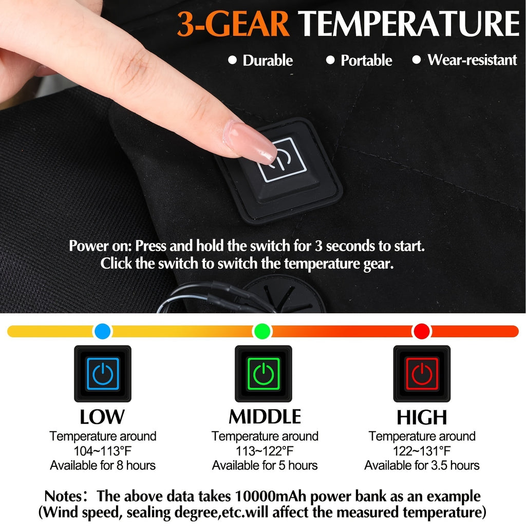 USB Heated Seat Cushion, Foldable Portable Warming Pad with 3 Adjustable Modes for Camping and Stadium Seats, Power Bank Not Included