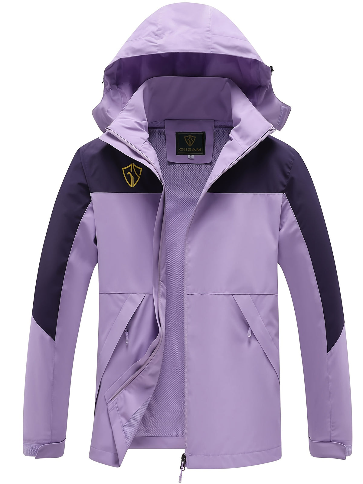 Packable Rain Jacket for Women, Lightweight Hooded Windbreaker with Mesh Lining, Detachable Hood, Adjustable Cuffs and Zipper Pockets for Light Rain