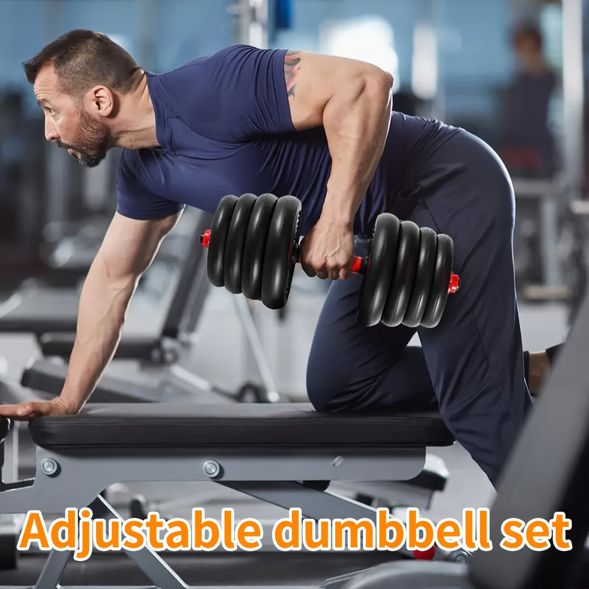 4-in-1 Dumbbell Set with Adjustable Weights, Barbell, Kettlebell and Push-Up Stand Modes, 20 lb or 44 lb Options for Home Gym Strength Training