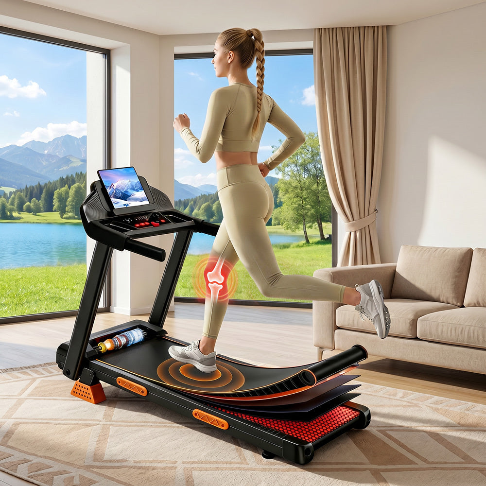 15% Incline Foldable Treadmill with Handle, 4-in-1 Fitness Equipment with 300 lb Capacity for Home and Office, Black or Light Grey
