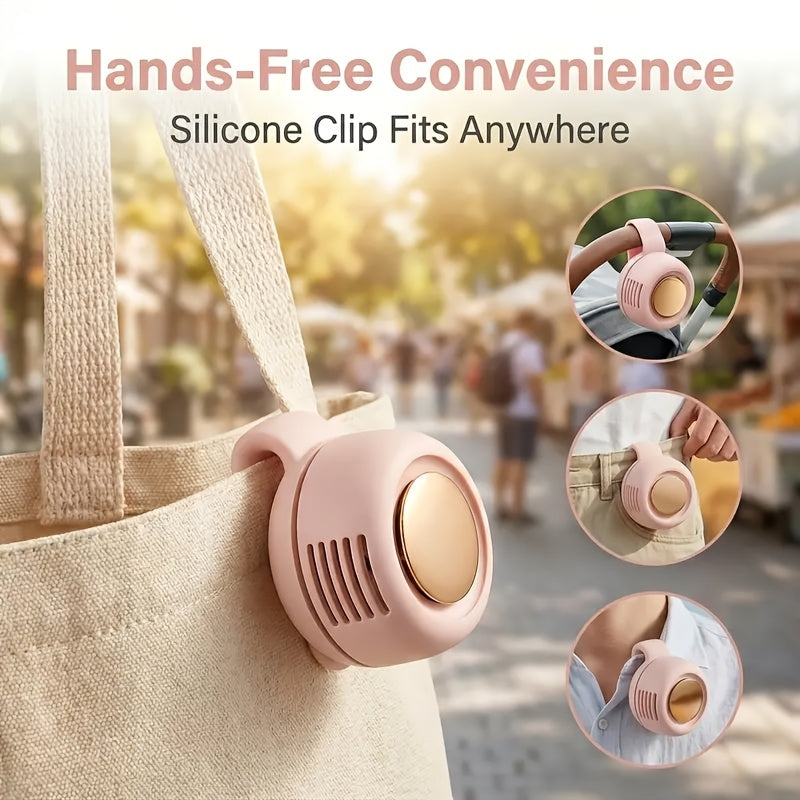 Bladeless Mini Clip Fan, Rechargeable Rotating Personal Fan for Hands-Free Travel and Outdoor Use, White Pink Green in 1–3 Piece Options