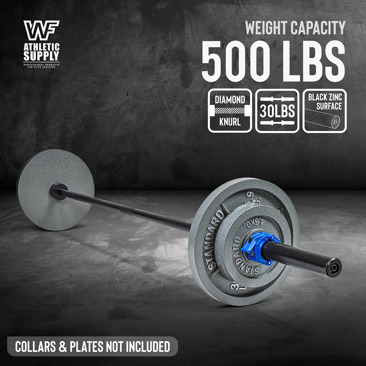 6-Foot Barbell Bar for 2-Inch Weight Plates by CAPHAUS, Chrome or Black Weightlifting Bar for Strength Training and Home Gym Workouts