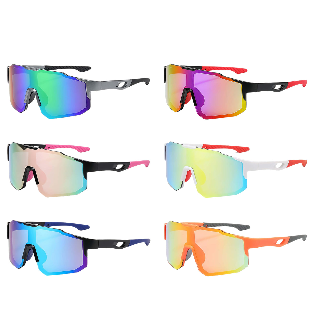 6-Piece Cycling Glasses Set for Men and Women, Outdoor Sports Eyewear with Eight Style Combinations for Mountain Biking and Everyday Rides
