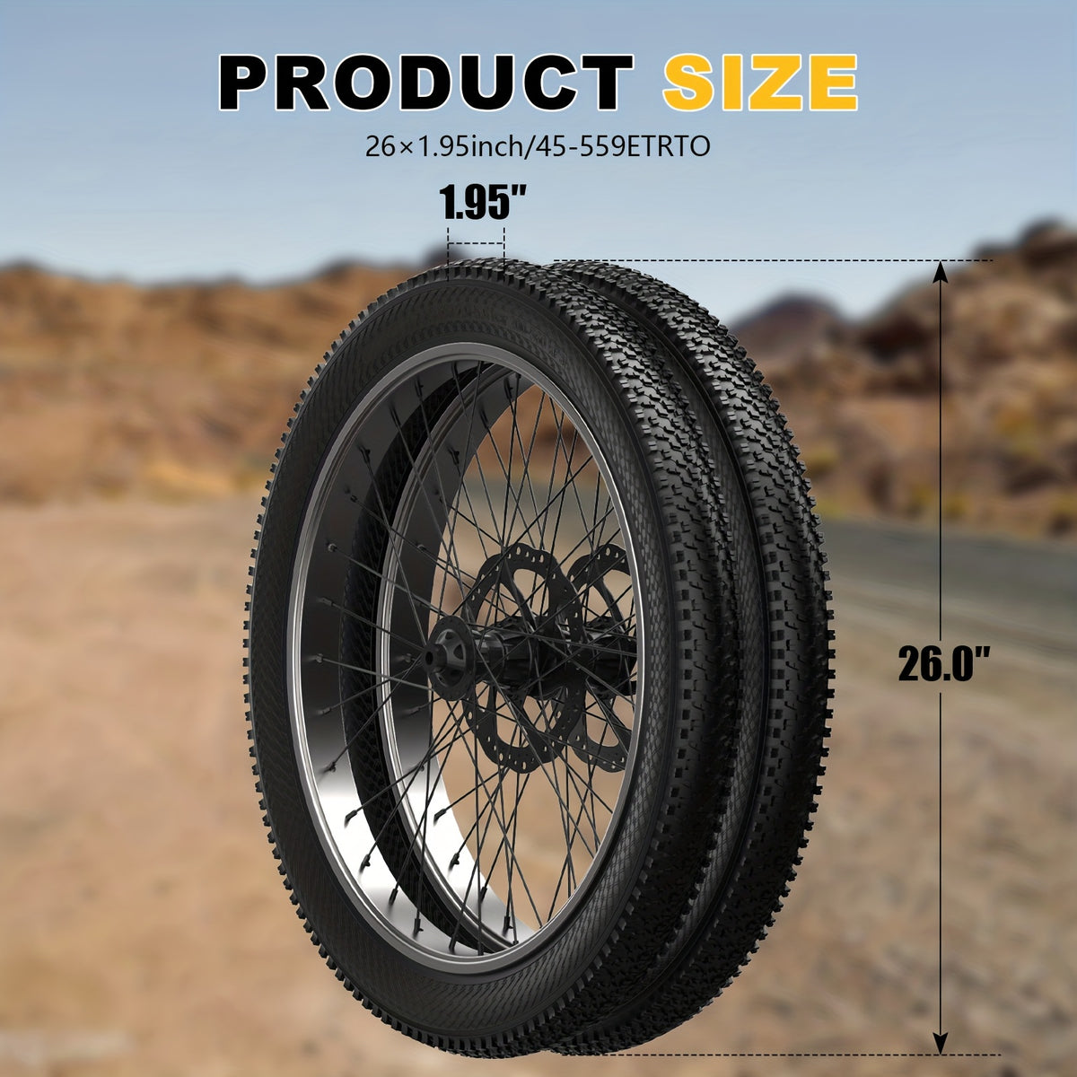 26 Inch Mountain Bike Tires 2-Pack, Lialex 26x1.95 Folding MTB Bicycle Tire Replacement with Anti-Puncture Weave, High Traction for Road, Trail & Off-Road Riding