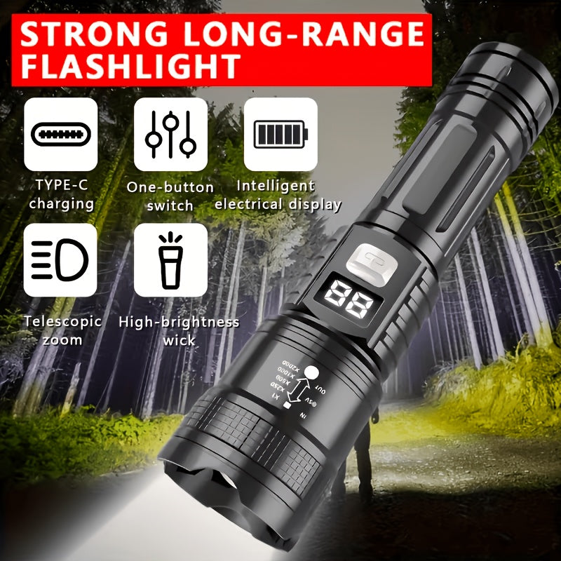 3-Mode USB Rechargeable LED Flashlights 2-Pack, Gray Button Handheld Light Set for Camping, Household Tasks and Power Outage Backup Lighting