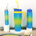 Three-Size Water Bottle Set, 46 oz 27 oz and 9.5 oz Travel Drink Containers with Listed Straw Lid and Handle for Fitness, Outdoor Days and Daily Carry