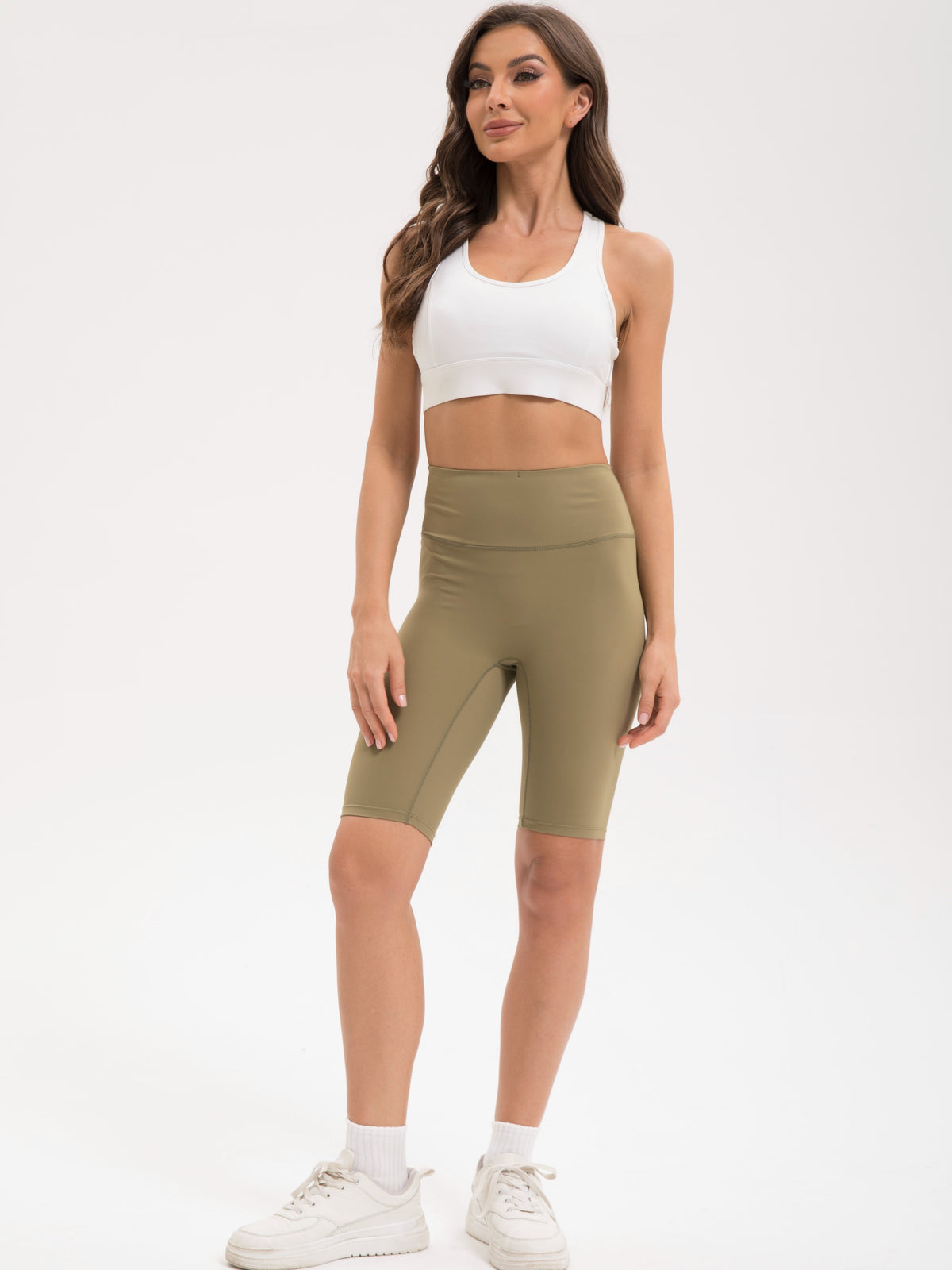 Nylon Spandex Biker Shorts 5-Pack for Women, High-Waist Stretch Workout Shorts with Two Back Pockets for Yoga, Running and Casual Wear