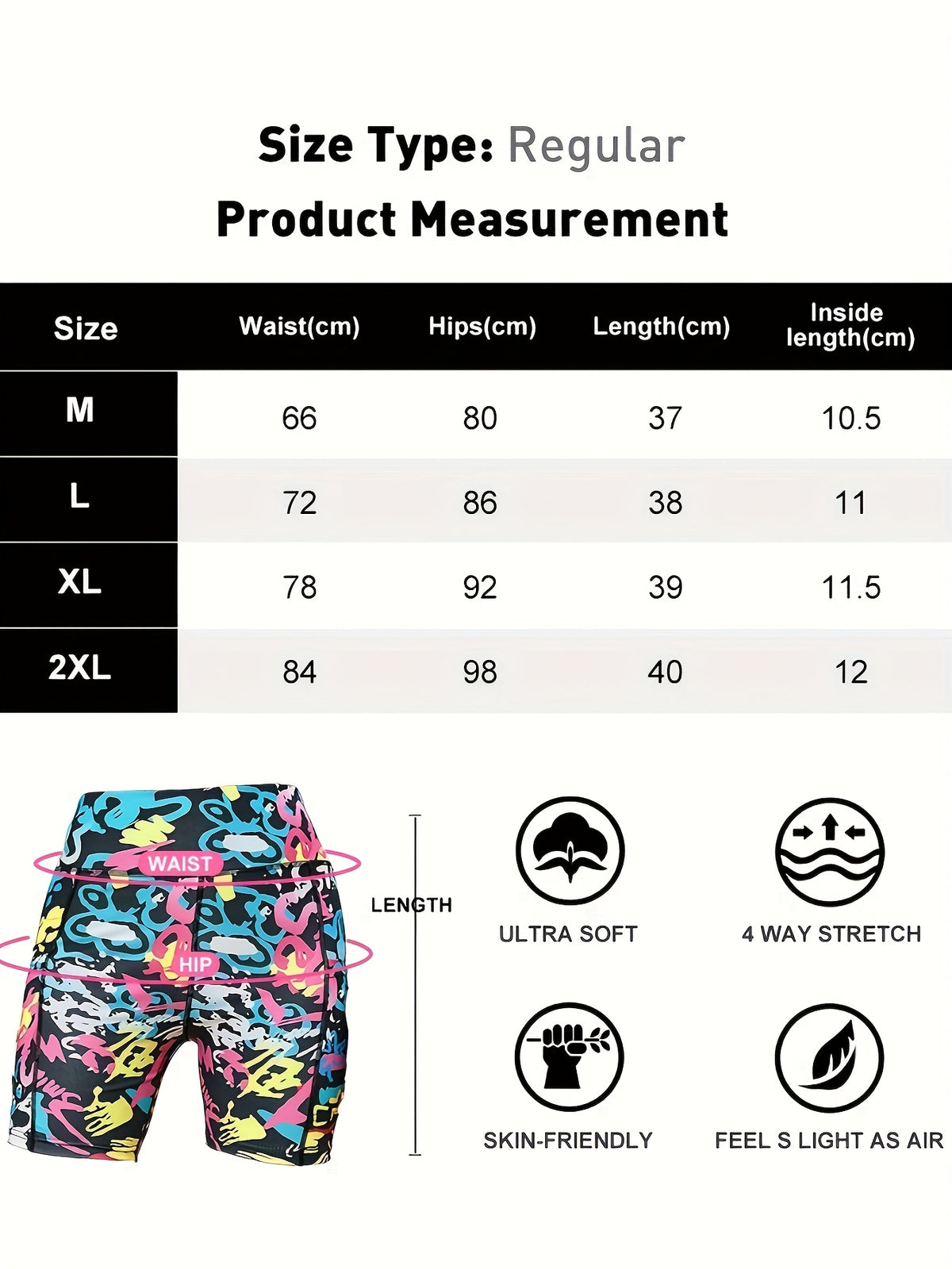 Women's Tie-Dye Shorts with Pockets, High-Waisted 3-Inch Body-Hugging Fit with Four-Way Stretch and Tummy-Control Styling in Multicolor