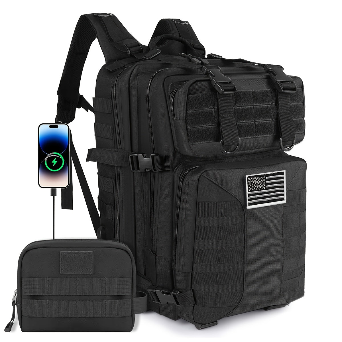 13.21-Gallon Tactical Backpack for Outdoor Travel, Unisex Large-Capacity Pack with Selectable Colors and Separate Small Bag Options for Everyday Adventures