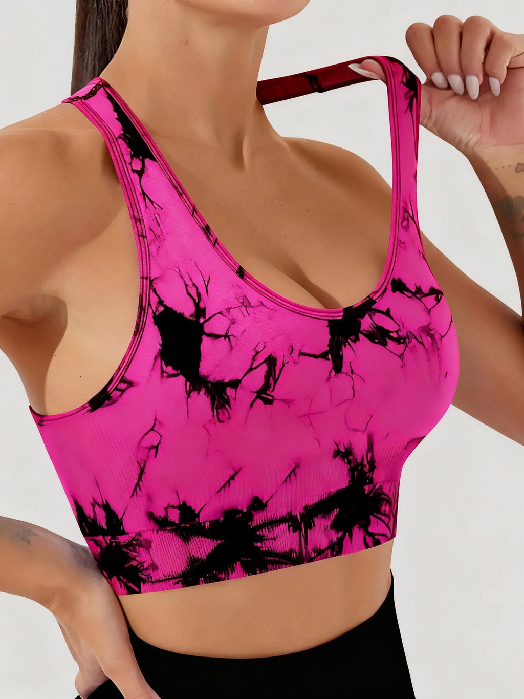 Seamless Tie-Dye Sportswear for Women, Underwear and Shorts Suit Style with Pink, Blue, Brown, Gray and Purple Vest Options, Sizes S–XL