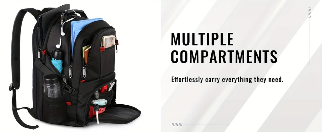 17-Inch Laptop Travel Backpack with Three Main Compartments, Padded Computer Storage and Mesh Shoulder Straps for College, Work and Weekend Trips