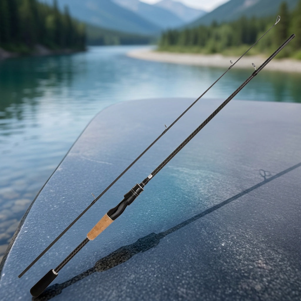 Two-Piece Carbon Fishing Rod, 180 cm Lightweight Lure Rod with Wooden Straight Handle and Listed M Tuning for Recreational Angling
