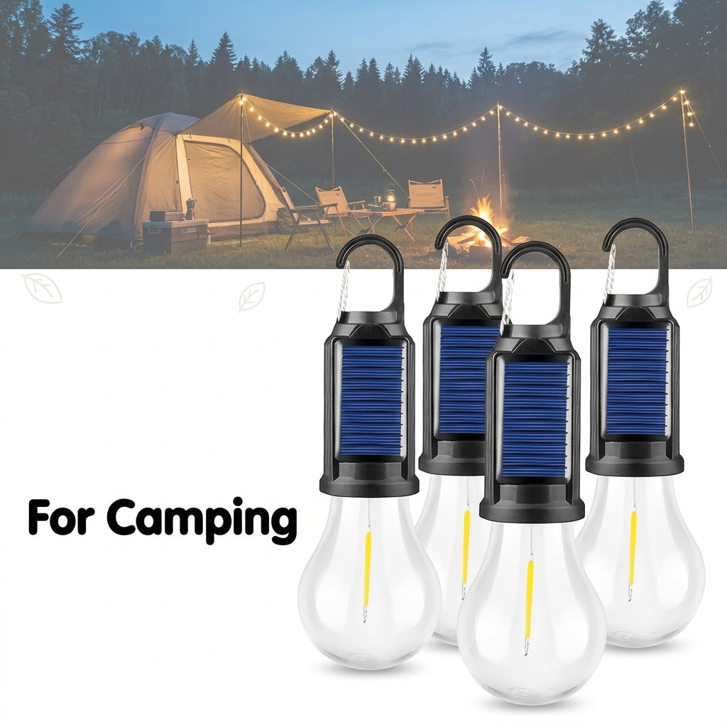 2-Pack Solar and USB Rechargeable LED Camping Lanterns with Hooks