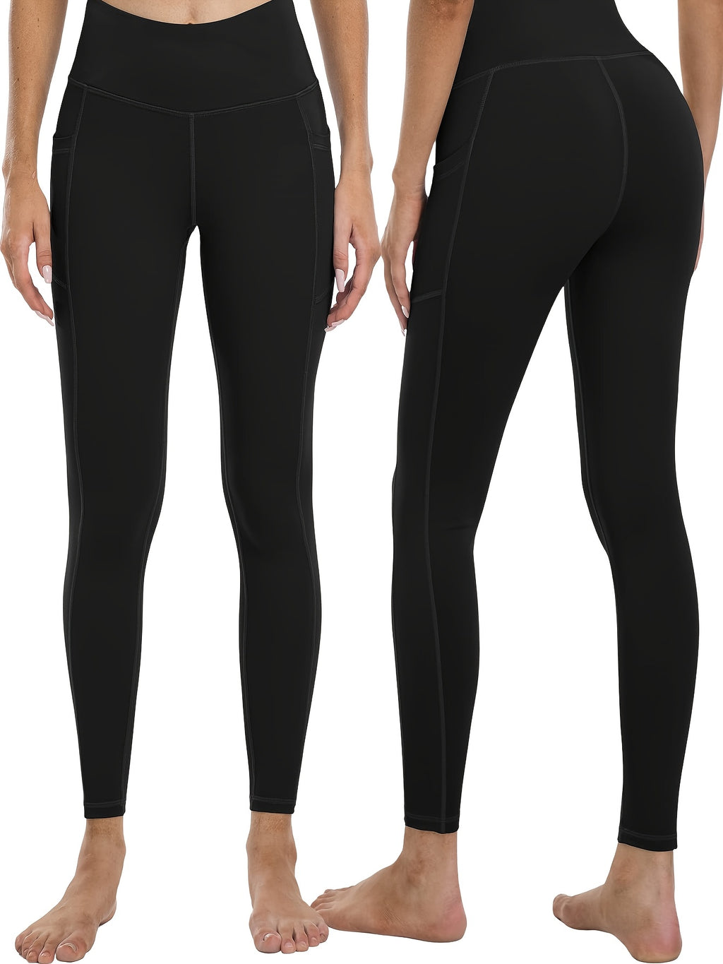 4-Pack Women's High-Waisted Capri Workout Leggings with Side Pockets, PRO-FiT Stretch Yoga and Running Pants in Mixed Color, XXL