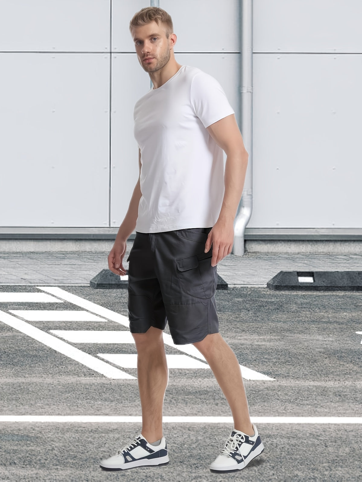 Multi-Pocket Cargo Shorts for Men, Breathable Quick-Dry Tactical-Style Work Shorts in Black, Khaki, Grey or Fern Green for Everyday Outdoor Wear