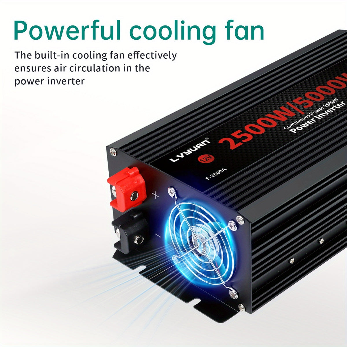 Portable Power Inverter, LVYUAN 12V DC to 110V/120V AC Converter with 500W or 2500W Options, 3 AC Outlets, Dual USB Ports and LED Display