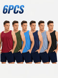 Men's Athletic Tank Tops 6-Pack in Mixed Solid Colors, Breathable Quick-Dry Sleeveless Fitness Shirts for Sports and Casual Summer Wear