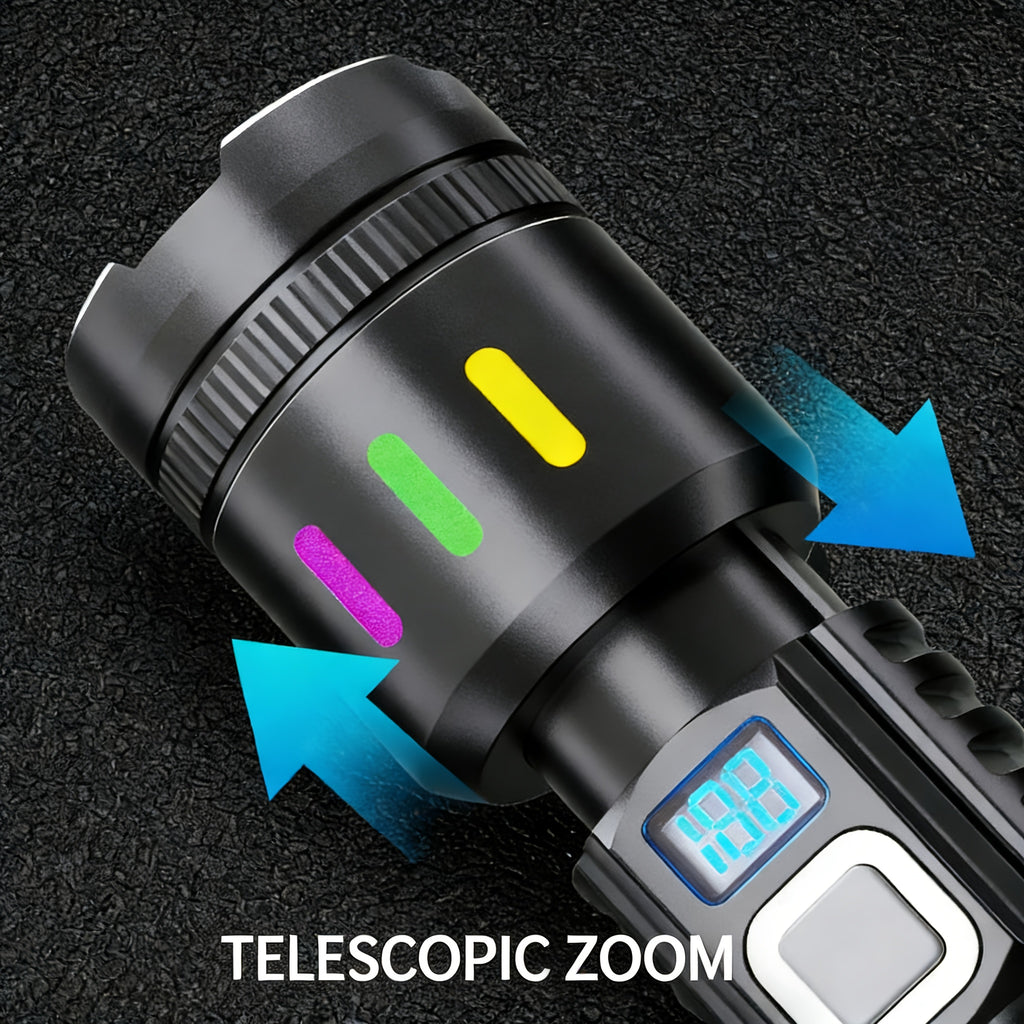 2-Piece Rechargeable LED Flashlight Set with Zoomable Beam and Carry Case