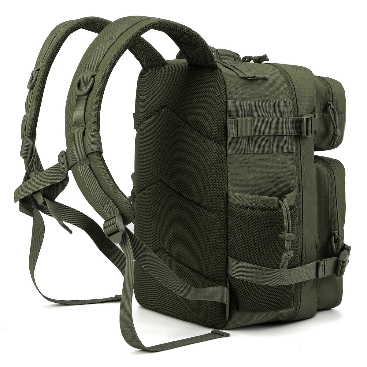 MOLLE Travel Backpack 6.6 Gallon, Tactical-Style Daypack with 180° Flat Opening, Laptop Compartment and Dual Cup Holders for Hiking and Gym Trips