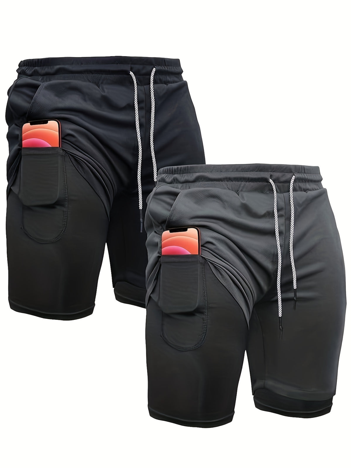 Men's 2-in-1 Running Shorts, 2-Piece Color Sets