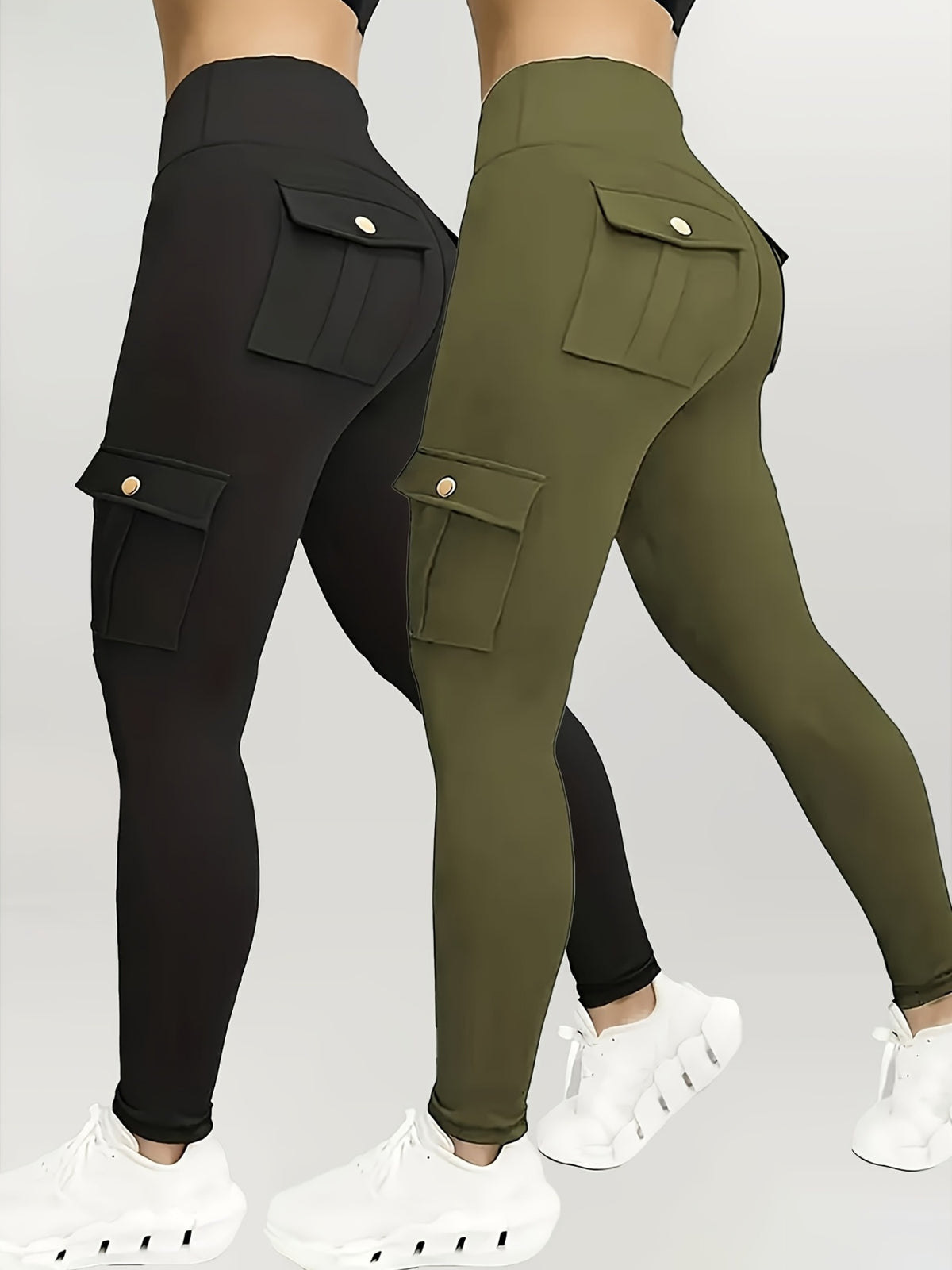 2-Pack Women's High-Waisted Quick-Dry Workout Pants with Multiple Pockets for Running, Yoga and Everyday Activewear, Sizes S–XL