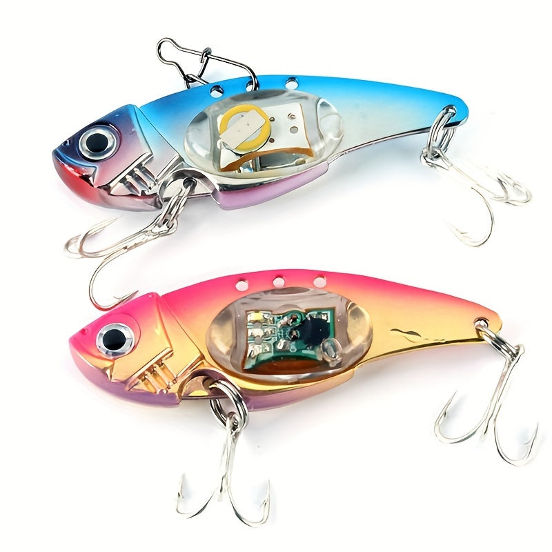 Electronic Fishing Lure Fish-Shaped Bait with Sound, Vibration and Illuminated Detail, Aluminum Alloy Angling Gear in Blue or Red Multi-Pack Options