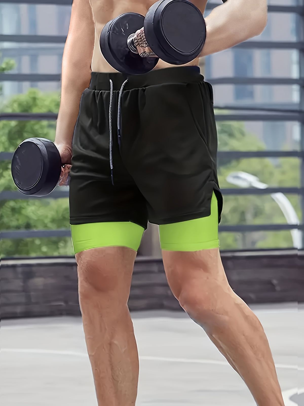 Men's 2-in-1 Running Shorts, 2-Piece Color Sets