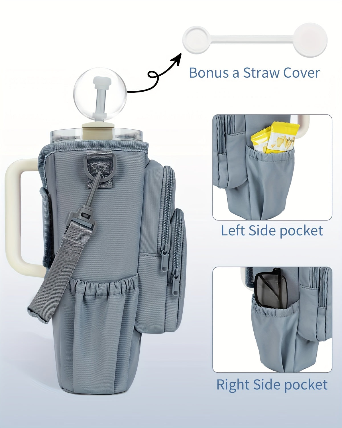 40 oz Water Bottle Carrier Sling Bag with Phone Pocket
