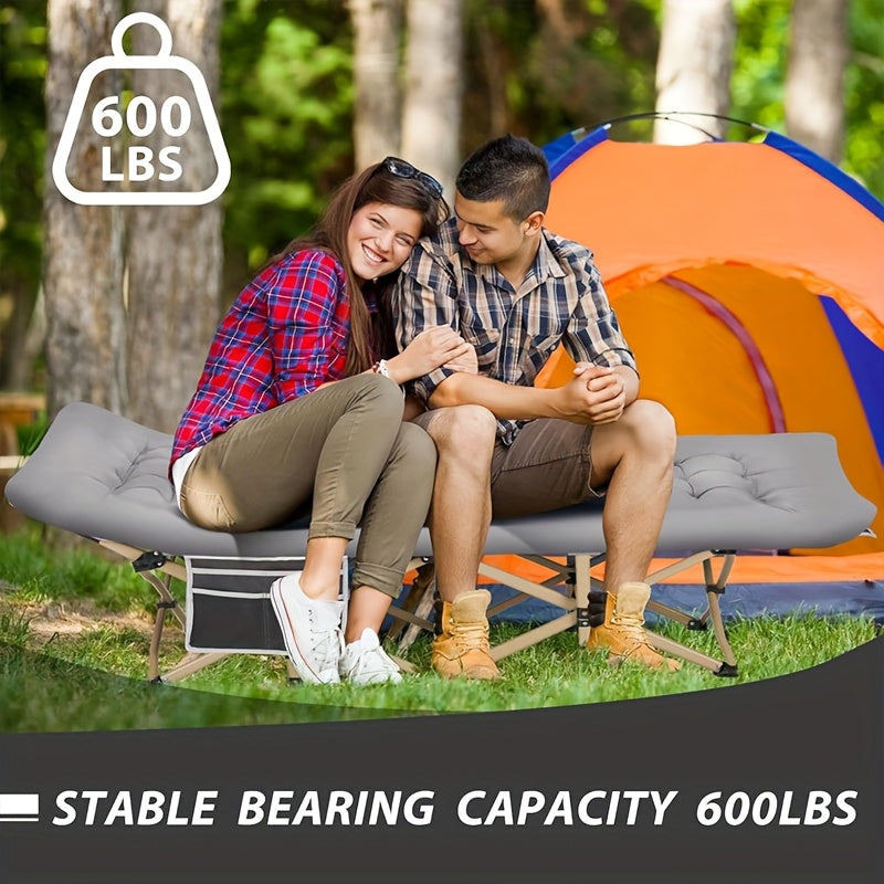 Adult Outdoor Camping Cot, 75-Inch Portable Folding Bed with Carry Bag, Gray 450, 500 and 600 lb Options Plus No-Pad Variants for Campsite Rest