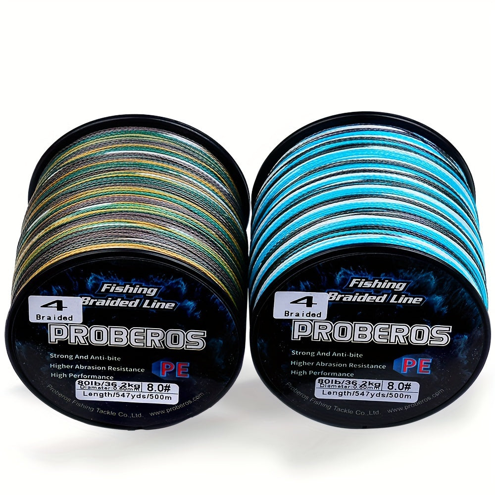 4-Strand Braided Fishing Line, 547-Yard Polyamide Spool with Abrasion Resistance, Zero Stretch and 6–80 lb Test Options for Anglers