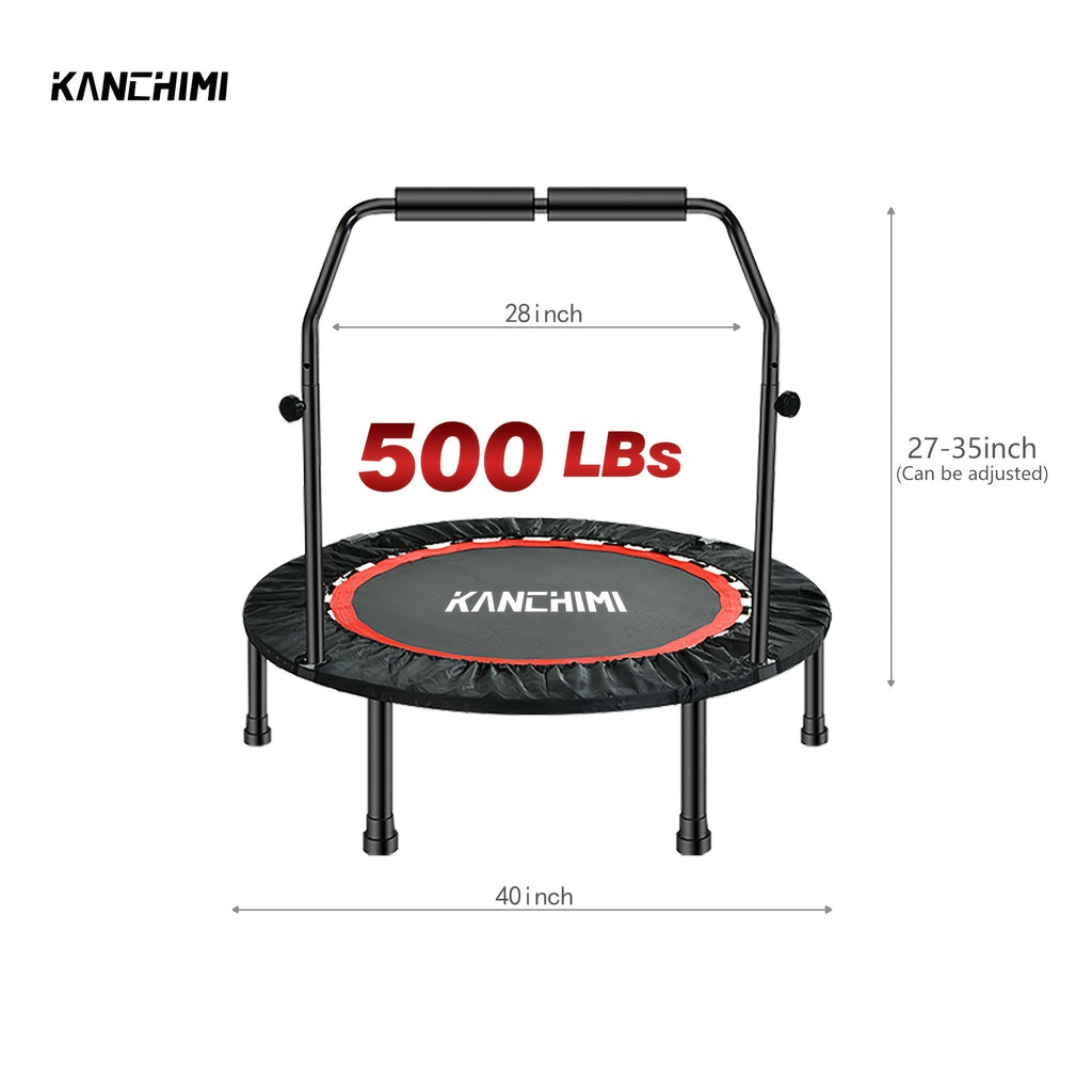 40-Inch Foldable Fitness Trampoline for Adults, Compact Indoor Exercise Rebounder for Home Gym Cardio Sessions and Everyday Workout Routines