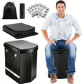 XL Camping Toilet for Adults, 16.5-Inch Tall Portable Potty with Lid and Carry Bag, Black Side Mesh Pocket and Handle for Outdoor Trips