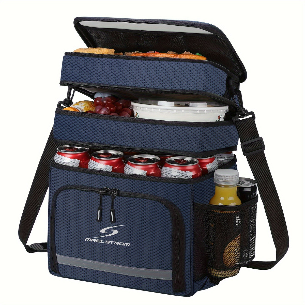 Triple-Compartment Insulated Lunch Bag, 19L Leakproof Cooler Tote with Detachable Shoulder Strap for Men and Women, Work Meals, Travel and Picnics