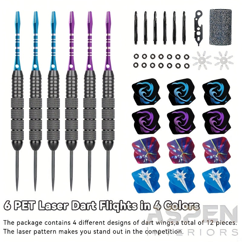 Metal Tip Darts Gift Set with Aluminum Alloy Shafts and Skull Flights, Boxed 6 or 12 Body Options with Extra Flights for Adult Indoor Game Nights