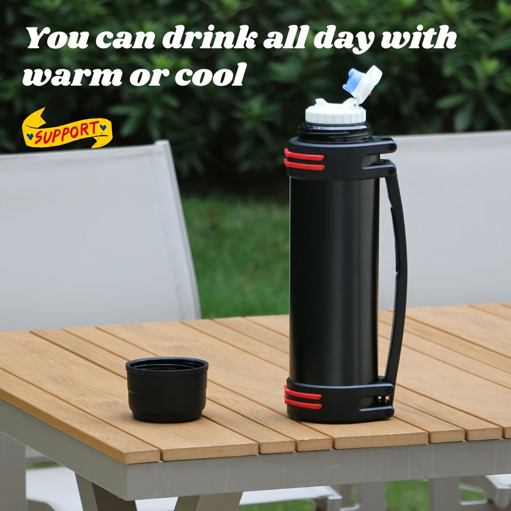 2 Liter Vacuum Insulated Water Bottle, Large 2000ml Capacity for Daily Hydration, Travel and Outdoor Packing in Black or Silvery