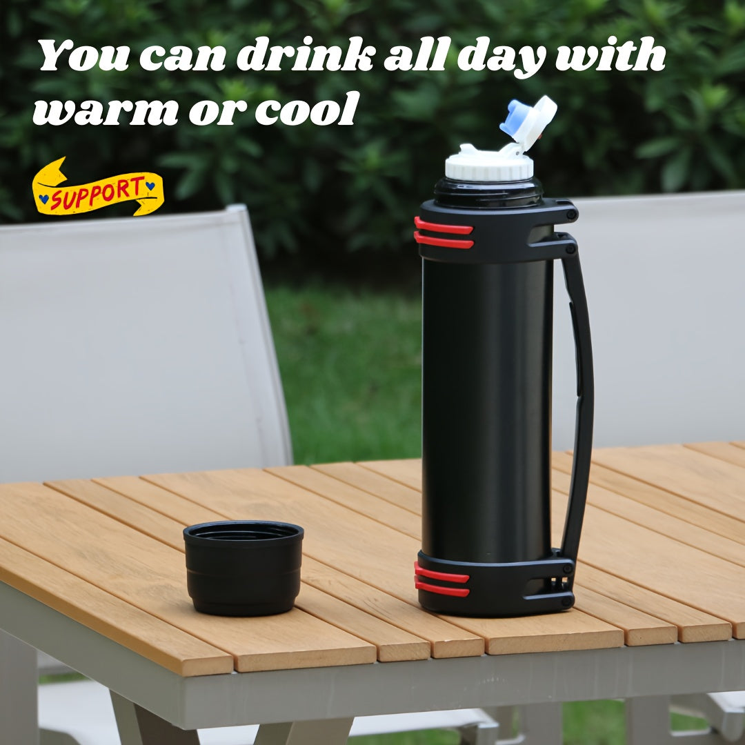 2 Liter Vacuum Insulated Water Bottle, Large 2000ml Capacity for Daily Hydration, Travel and Outdoor Packing in Black or Silvery