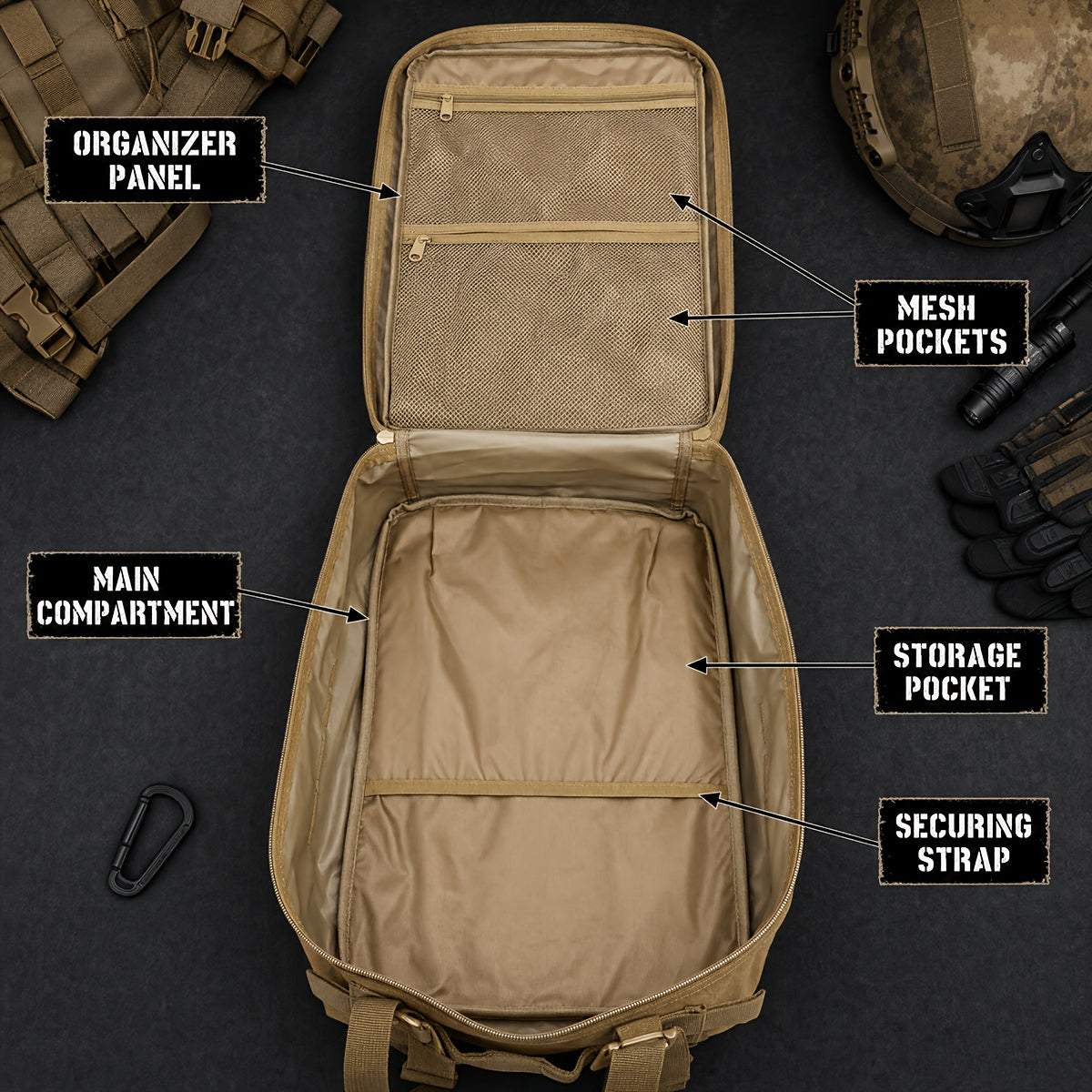 900D MOLLE Tactical Backpack with 17-Inch Laptop Compartment, Expandable 11.89-Gallon Multi-Pocket Rucksack for Hiking, Camping and Travel