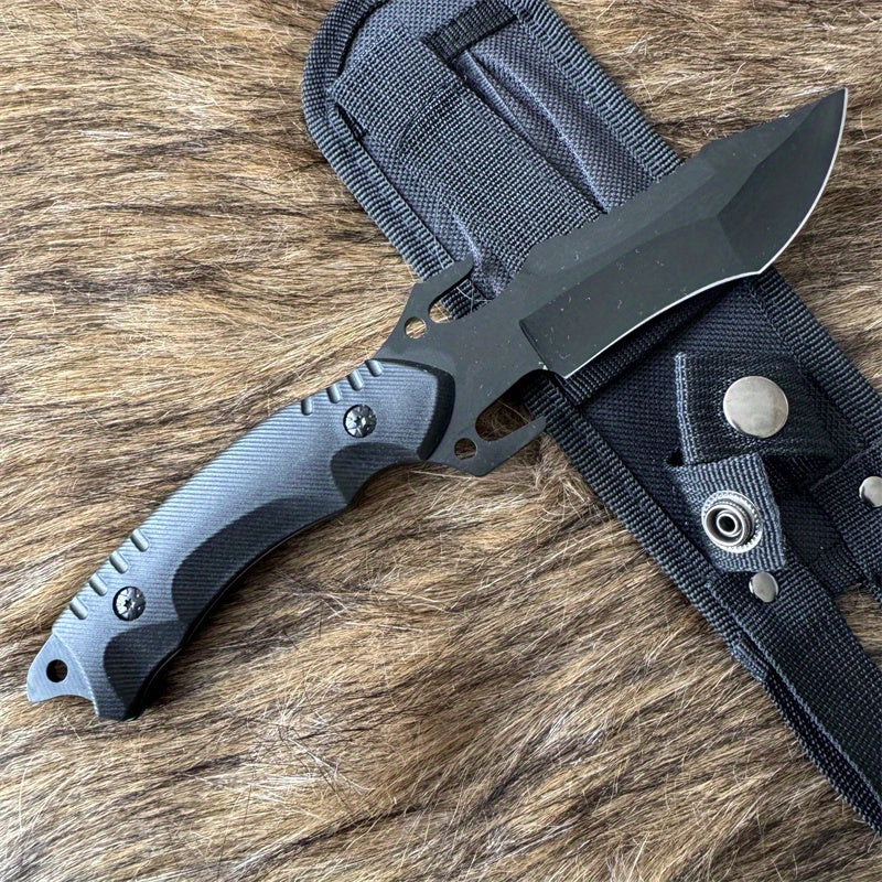 Stainless Steel Camping Utility Knife with G10 Handle and Protective Cover, Portable Outdoor Cutting Tool in Four Style Options for Adult Hiking Trips