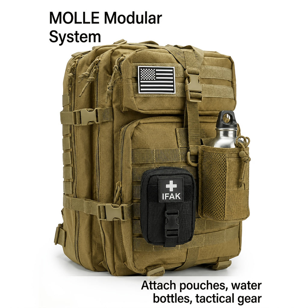 900D MOLLE Tactical Backpack with 17-Inch Laptop Compartment, Expandable 11.89-Gallon Multi-Pocket Rucksack for Hiking, Camping and Travel
