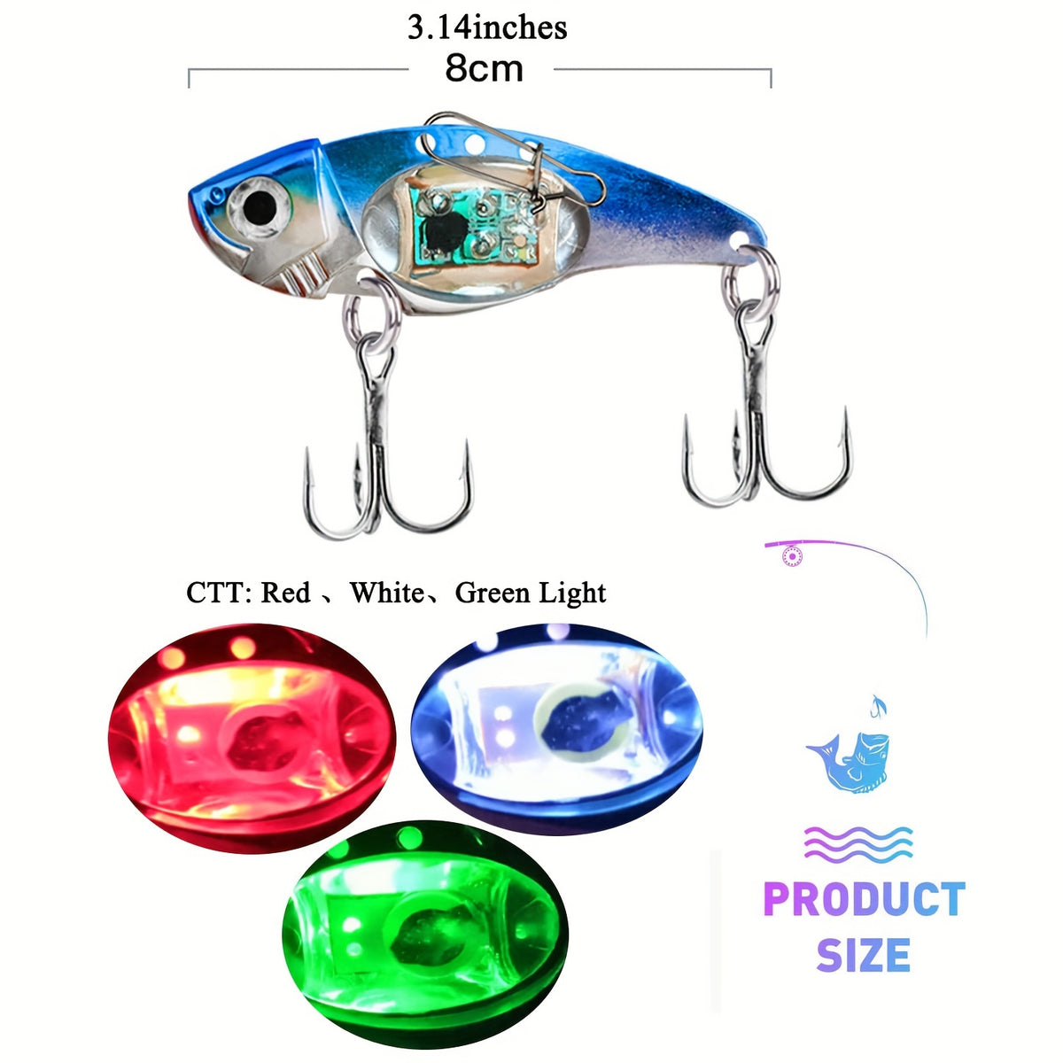 Electronic Fishing Lure Fish-Shaped Bait with Sound, Vibration and Illuminated Detail, Aluminum Alloy Angling Gear in Blue or Red Multi-Pack Options