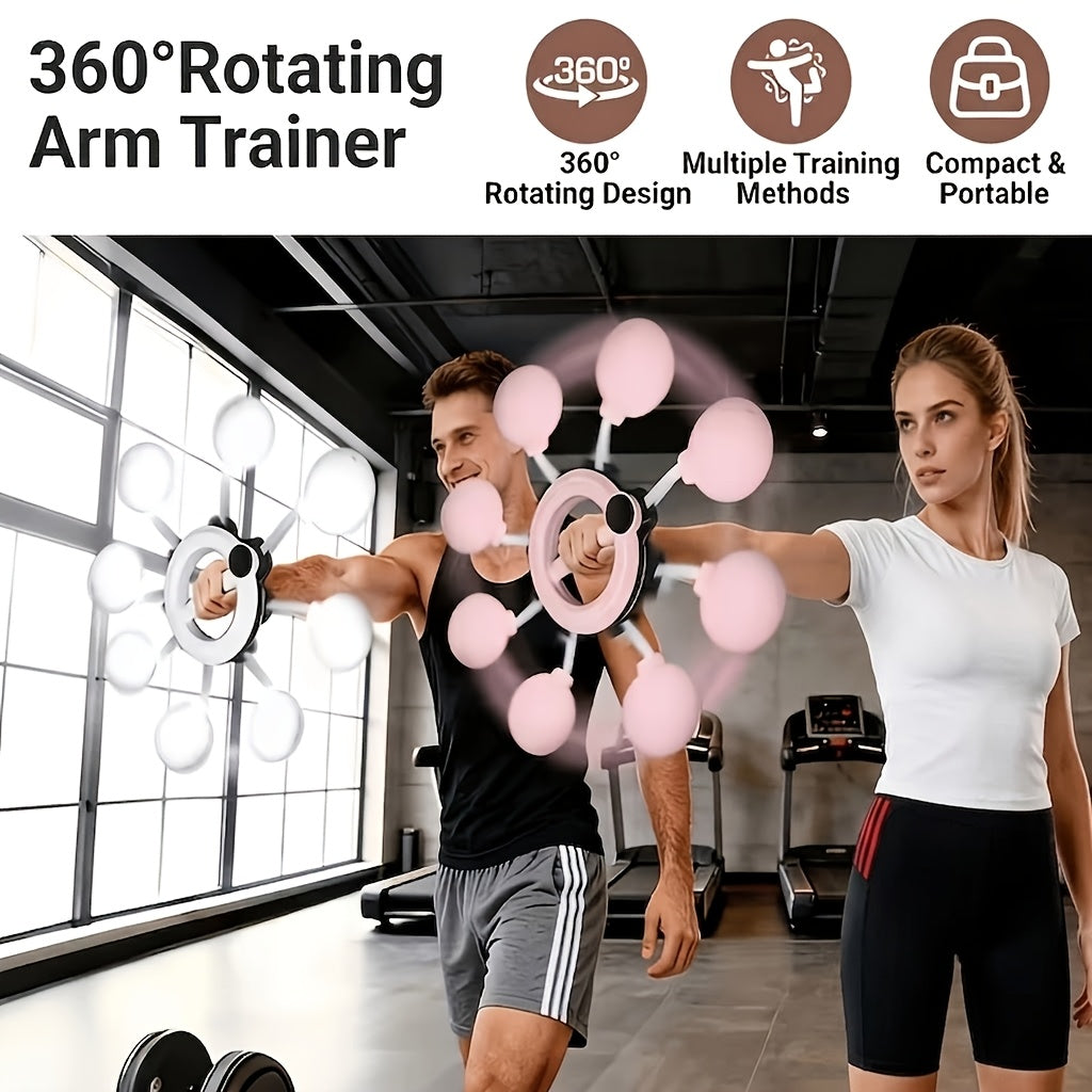 360° Rotating Arm Exerciser with Shoulder Relaxation Ball for Wrist, Forearm, Chest and Shoulder Movement, Pink or White Home Gym Workout Equipment