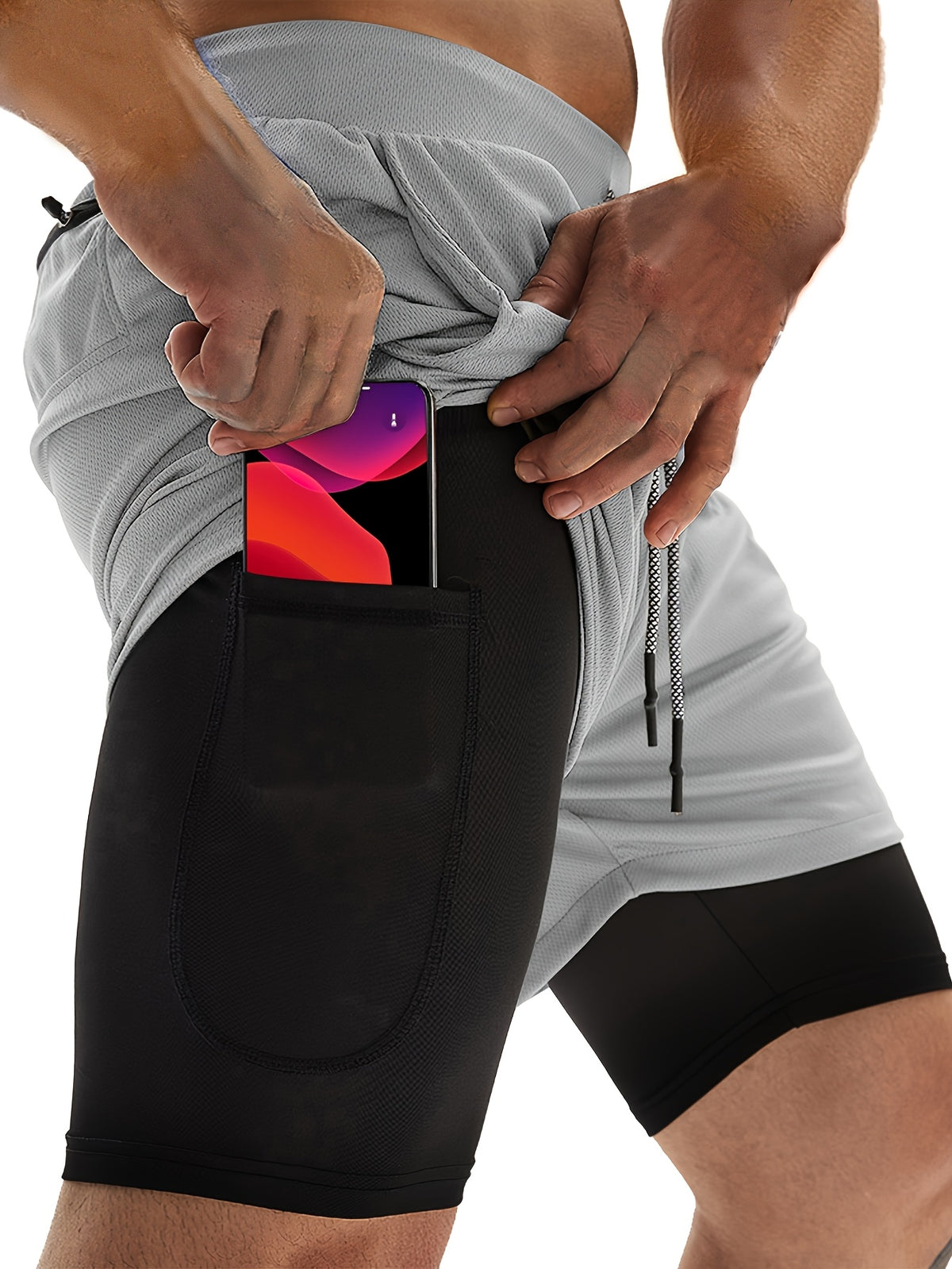 Men's 2-in-1 Running Shorts, 2-Piece Color Sets