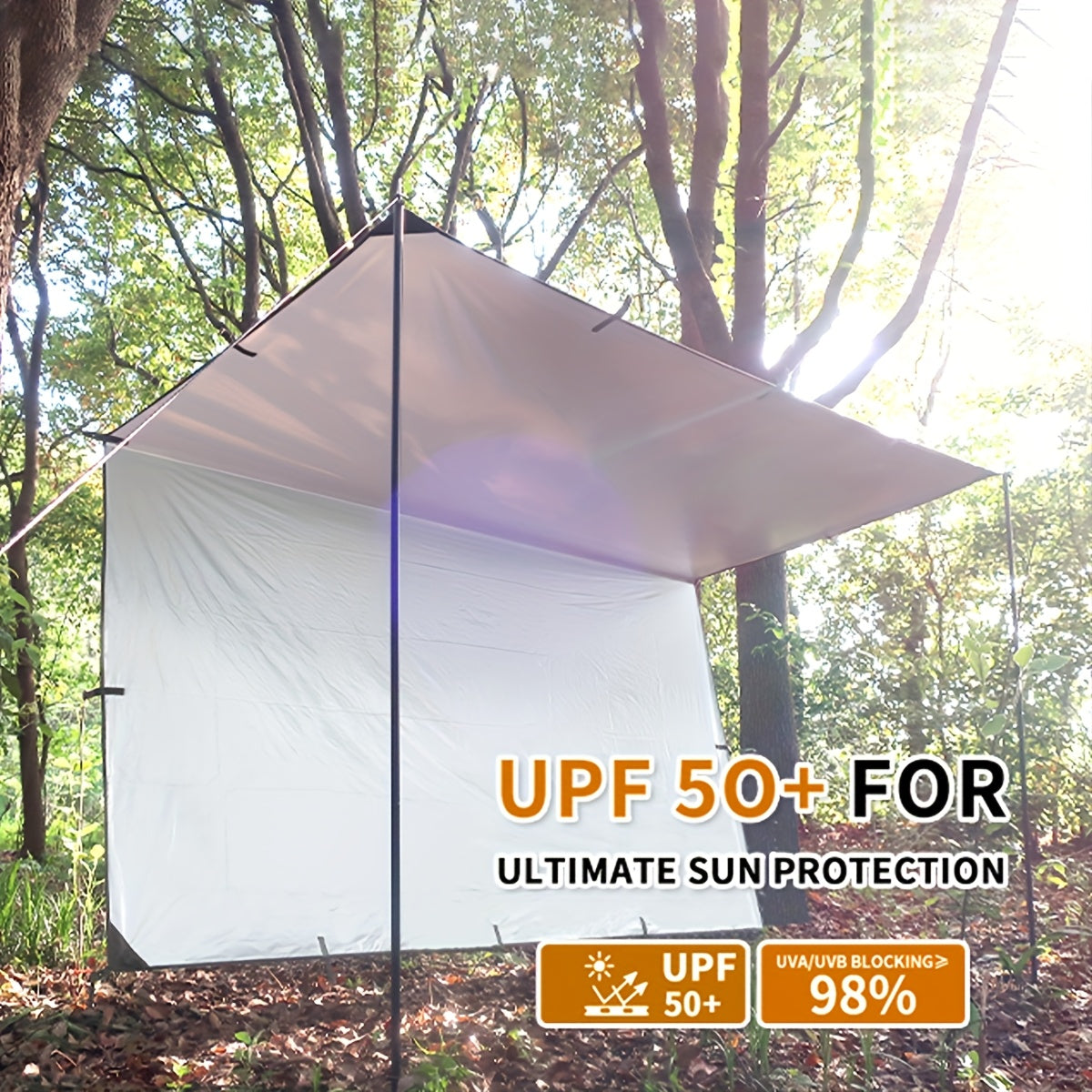 Camping Sunshade Tarp with 6 or 19 Attachment Points, Outdoor Shade Cloth in 300 x 300 cm or 300 x 400 cm Options for Flexible Campsite Setups