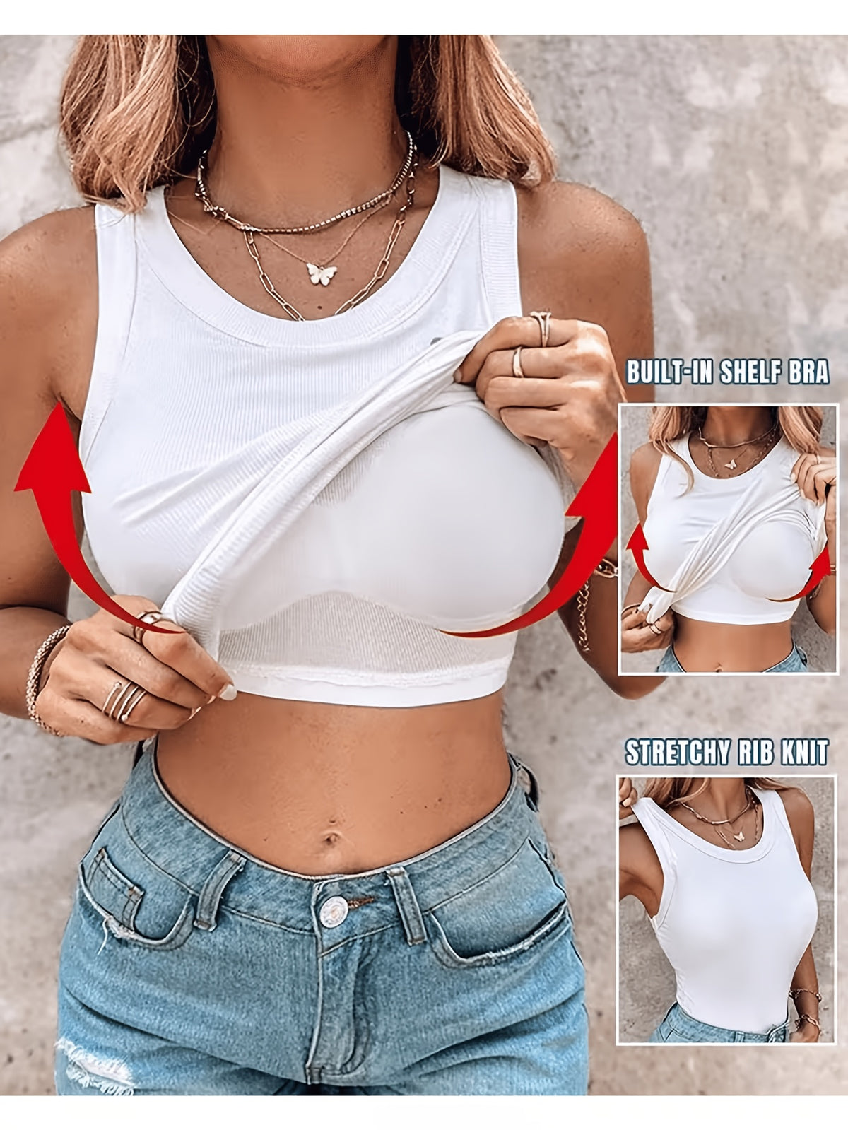 Women's Ribbed Tank Tops with Built-In Bra 4-Pack, Slim-Fit Scoop-Neck Sleeveless Camisoles for Layering, Lounging and Everyday Wear