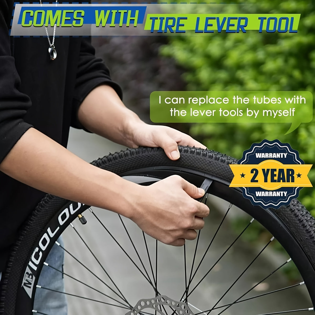 26 Inch Bike Inner Tubes 4-Pack, Butyl Rubber 26 x 1.75–2.125 with 32mm Schrader Valves and 2 Tire Levers for Mountain, Trail and Cruiser Bikes