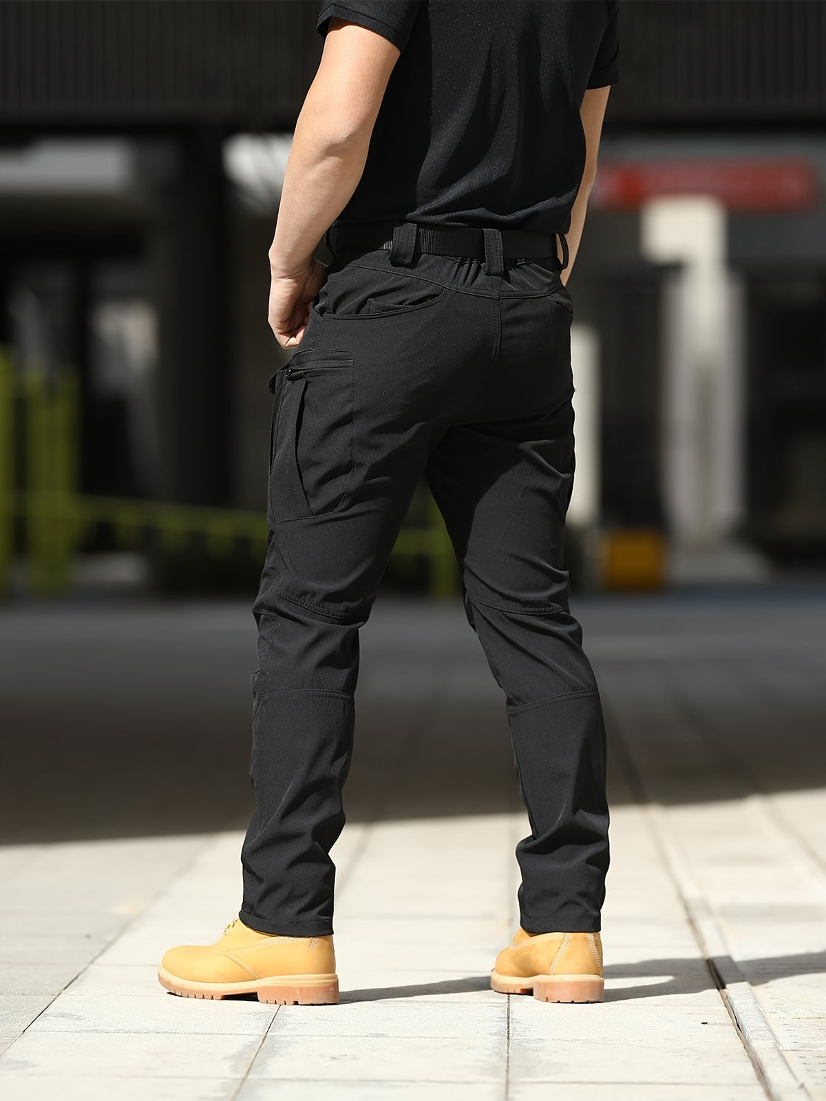 Relaxed-Fit Polyester Tactical Pants for Men with Belt Included, Lightweight Quick-Dry Multi-Pocket Trousers for Hiking, Outdoor Adventures and Work