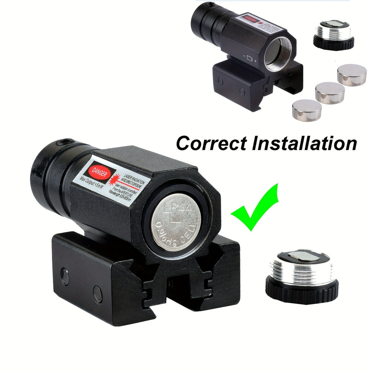 Compact Red Laser Sight with Rail Mount, Class IIIA AG13 Battery-Powered Accessory with Listed Output up to 5 mW for Hunting Gear Collections