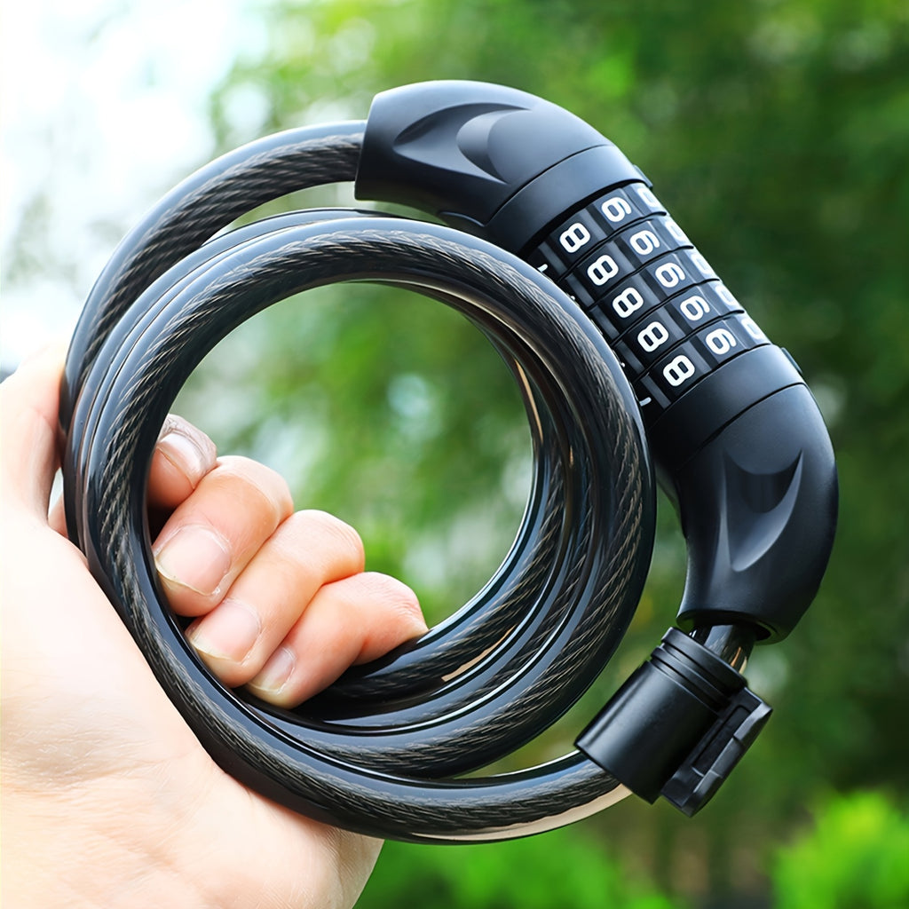 5-Digit Combination Bike Lock by TOSUOD, Coiled Cable in 49.21 or 59.06 Inch Options for Bicycles, Scooters and Motorcycle Parking